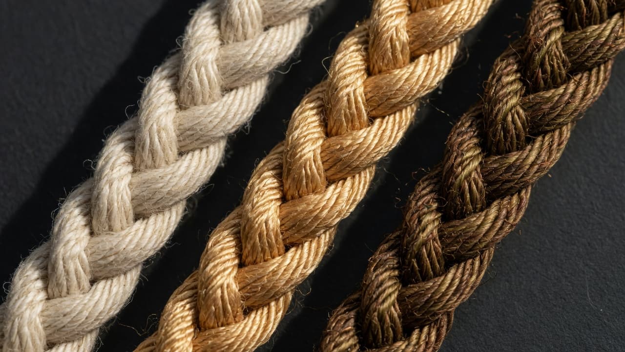 Three cords braided together — cream, gold, and bronze