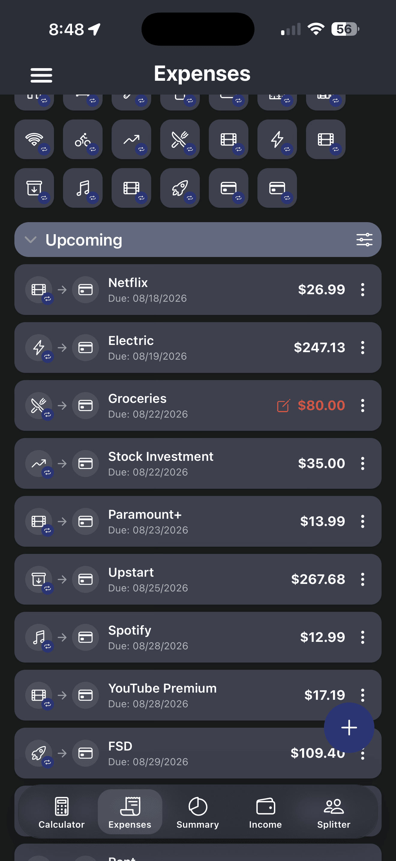 Finance tracking — screen 4