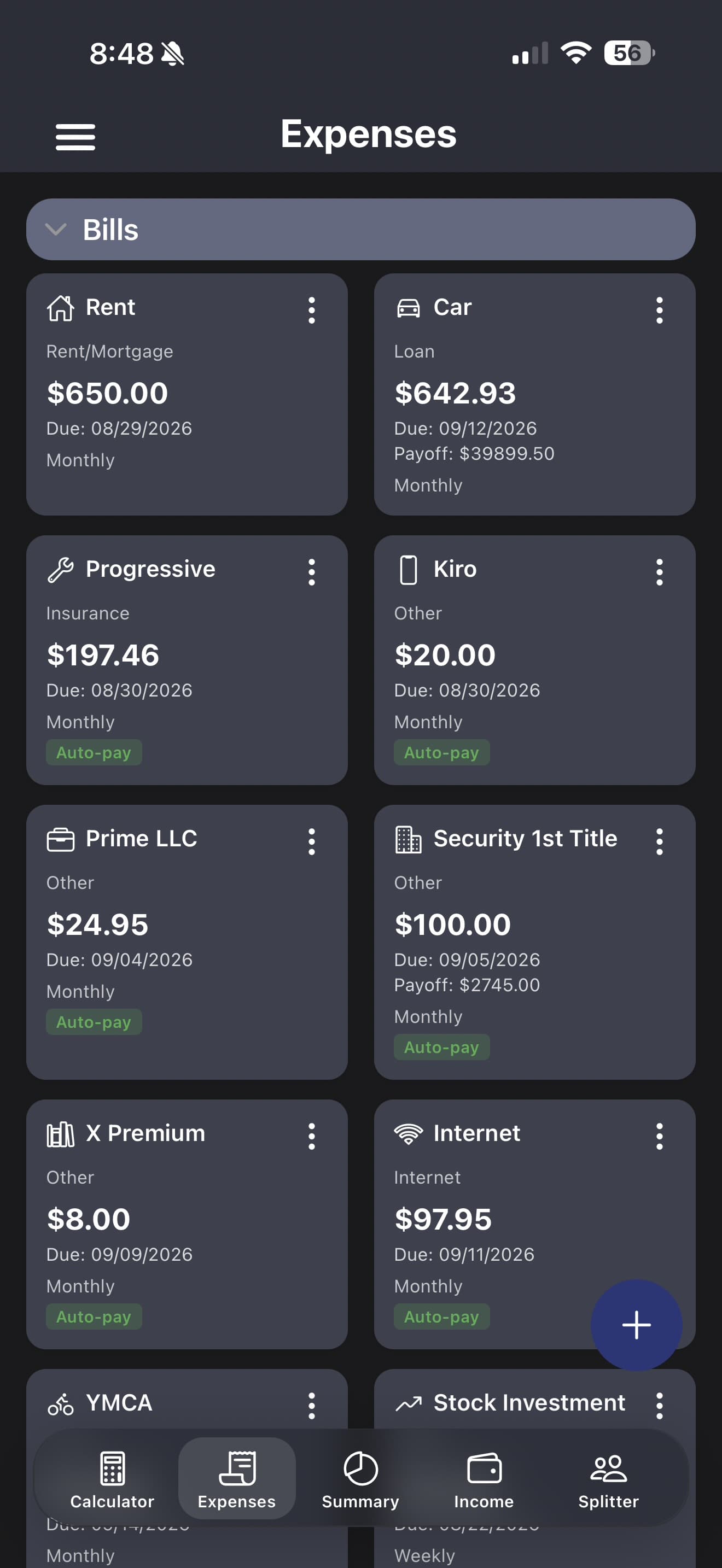Finance tracking — screen 3